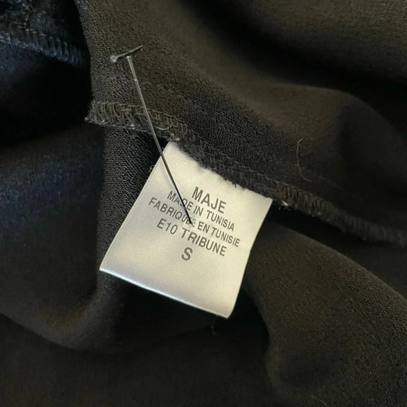 Maje black puff shoulder knit dress - Picture 8 of 9